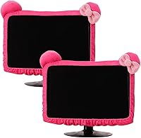 Vista 6 de 2 fundas elásticas kawaii para monitor, orejas de gato, color rosa, a prueba de polvo para PC, TV, laptop (17 a 24 pulgadas)