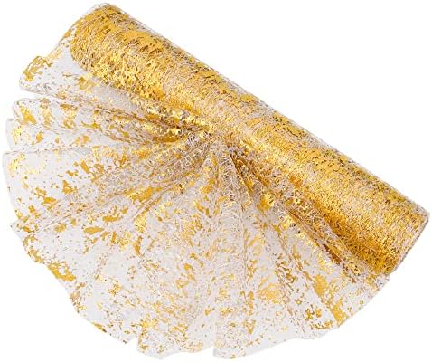 Time to Sparkle Table Runner with Gold Foil 29cm x 26M Sparkling Tulle Roll Gift Floral Wrapping Paper Rolls Glitter Table Decoration for Holidays Wedding Parties and Everyday Decoration (Rose Gold)