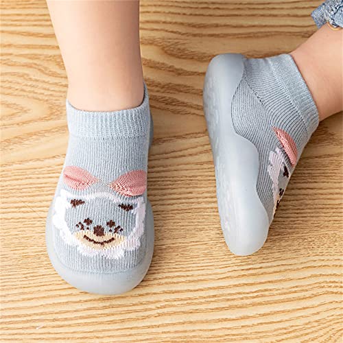 Toddler Floor Socks Infant Boys Girls Animal Cartoon Socks Shoes Toddler Fleece Floor Socks Non Slip Prewalker Shoes (Blue, 6-12 Months)2