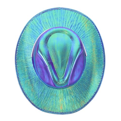 PartyKindom Distinctive Iridescent Hat Classic Western Cowgirl Style for Wedding Carnival Festival Parties Sun Shield