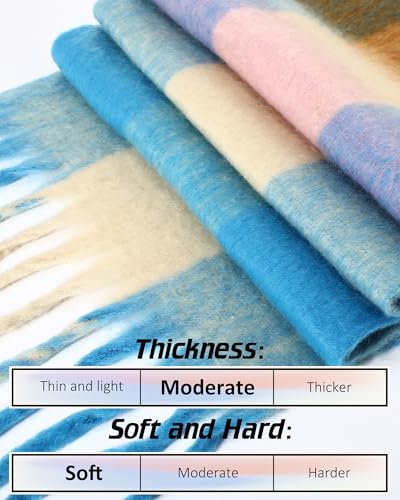 4 Pcs Large Chunky Plaid Scarf for Women Checked Scarf Shawl Blanket Warm Oversized Long Thick Gift2