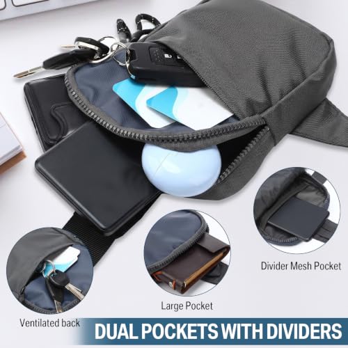 Image of Kajaia 6 Pack Small Crossbody Sling Bags Bulk for Men Fanny Packs Water Resistant Chest Bag Dual Pocket with Buckle Adjustable Strap Lightweight Casual Bag for Workout Travelling Running (Gray)