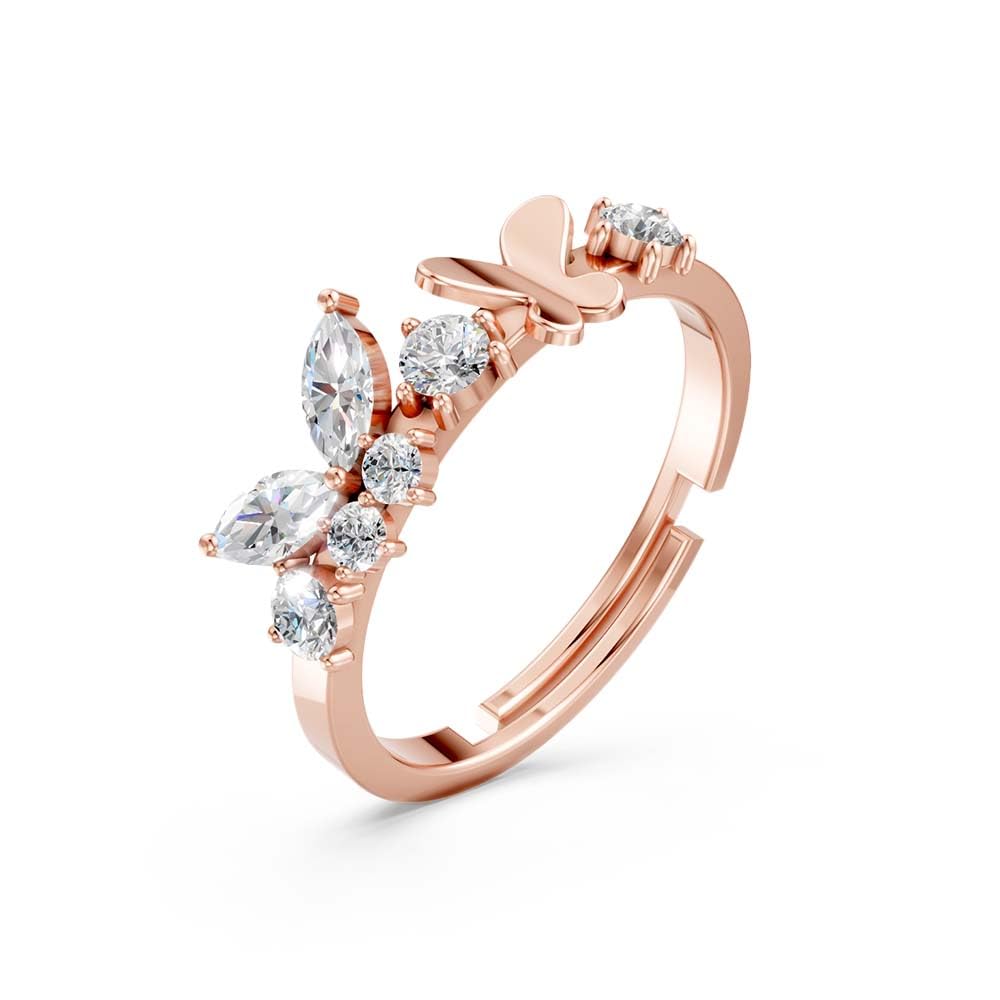 Pure 925 Sterling Silver Ring Rhodium Plated Minimal Jewelry Hallmark with Size Adjustable Birthday Wedding Anniversary Gift for Women and Girls CZ AAA+ Diamond jewellery(MHN-R-117)-image-33