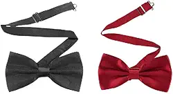 Gravata borboleta ajustável pré-amarrada para homens, casamentos e eventos formais, design clássico e elegante., Preto e vinho