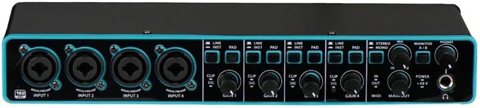 USB Audio Interface Featuring Mic Preamplifier and 4x4 I/O for Professional For Studio Recording and Instrument Capture