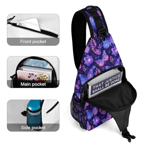 Butterfly Glitter Large Capacity Sling Bag Cross Chest Bag Travel Hiking Crossbody Bag Daypack for Women Men4