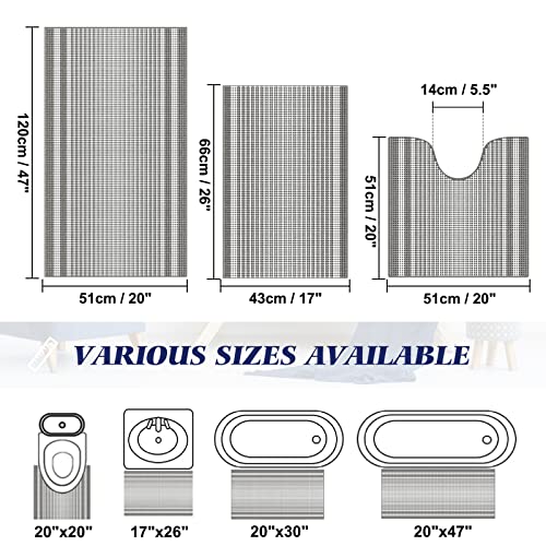 Sunhop Grey Bathroom Rugs Sets 3 Piece, Ultra Soft Non Slip Bath Rug And Absorbent Chenille Bath Mat, Perfect Plush Bathroom Mats For Bathroom, Machine Washable (17"X26"+20"X47"+20"X20", Grey) #TOP1