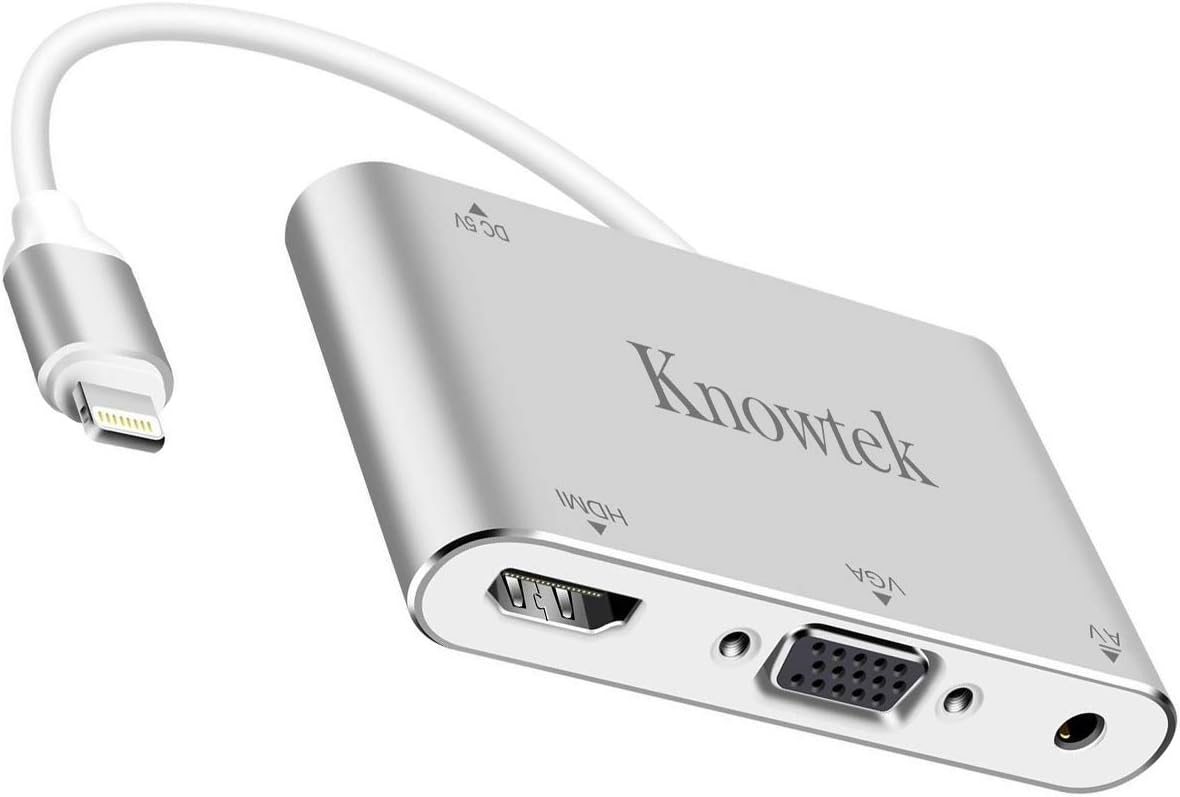 HDMI VGA AV 3 in 1 Adapter for iPhone iPad mirroring to TV Projector Monitor Stereo Headphone Converter iPhone X 8 7 6S 6 5 5S ipad air Mini iPod with VGA HDMI AV Audio 4 in 1,Plug and Play