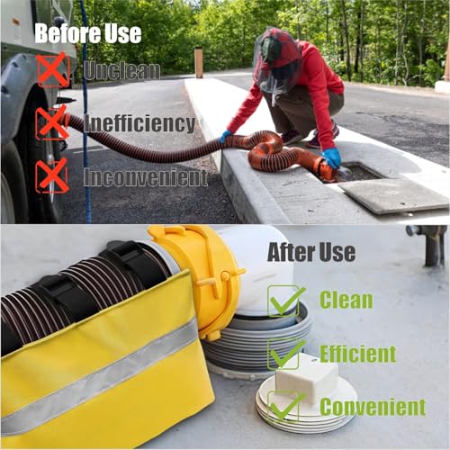 Image of 3 Pcs RV Sewer Hose Weight Bags with Reflective Strip Waste Hose Fastening Device Camper Trailer Sewer Hose Support Hold Down Prevents Dislodging and Accidental Spillage (Yellow)