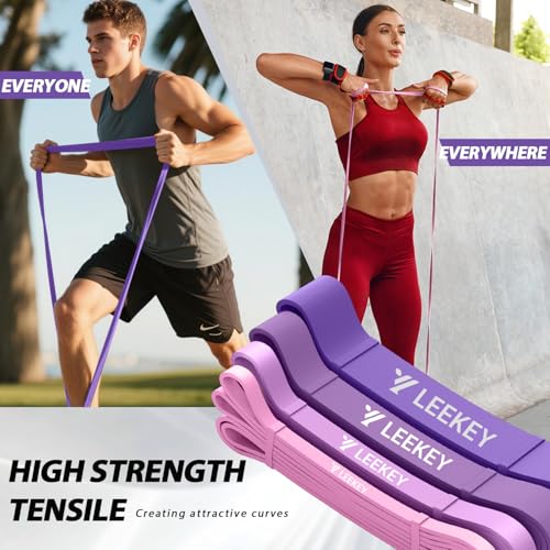 Image of LEEKEY Resistance Bands, Exercise Bands with Handles,Pull Up Assist Bands - Band Set with Door Anchor - Bands for Working Out,Band for Men and Women Fitness Training,Home Workouts