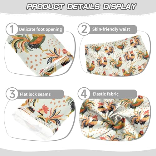 ZZKKO Girls Leggings Rural Colorful Roosters Toddler Girls Clothes Leggings for Girls Toddler Girls Leggings 3-4T3