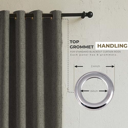 Image of LINENWALAS 100% Blackout Curtains for Window (5 Feet) - Set of 2 Panels, Rich Linen Texture Complete Light Block Heavy Panels, Thermal Insulated & Noise Reducing Room Darkening Curtains (Olive Grey)