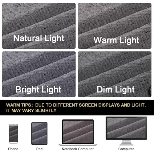 Image of PrinceDeco Blackout Curtains 90 inch Long 2 Panels Set 100% Blackout Curtains for Bedroom Grommet Top Thermal Insulated with White Liners Flax Textured Full Blackout Window Draperies,W52 X L90, Grey