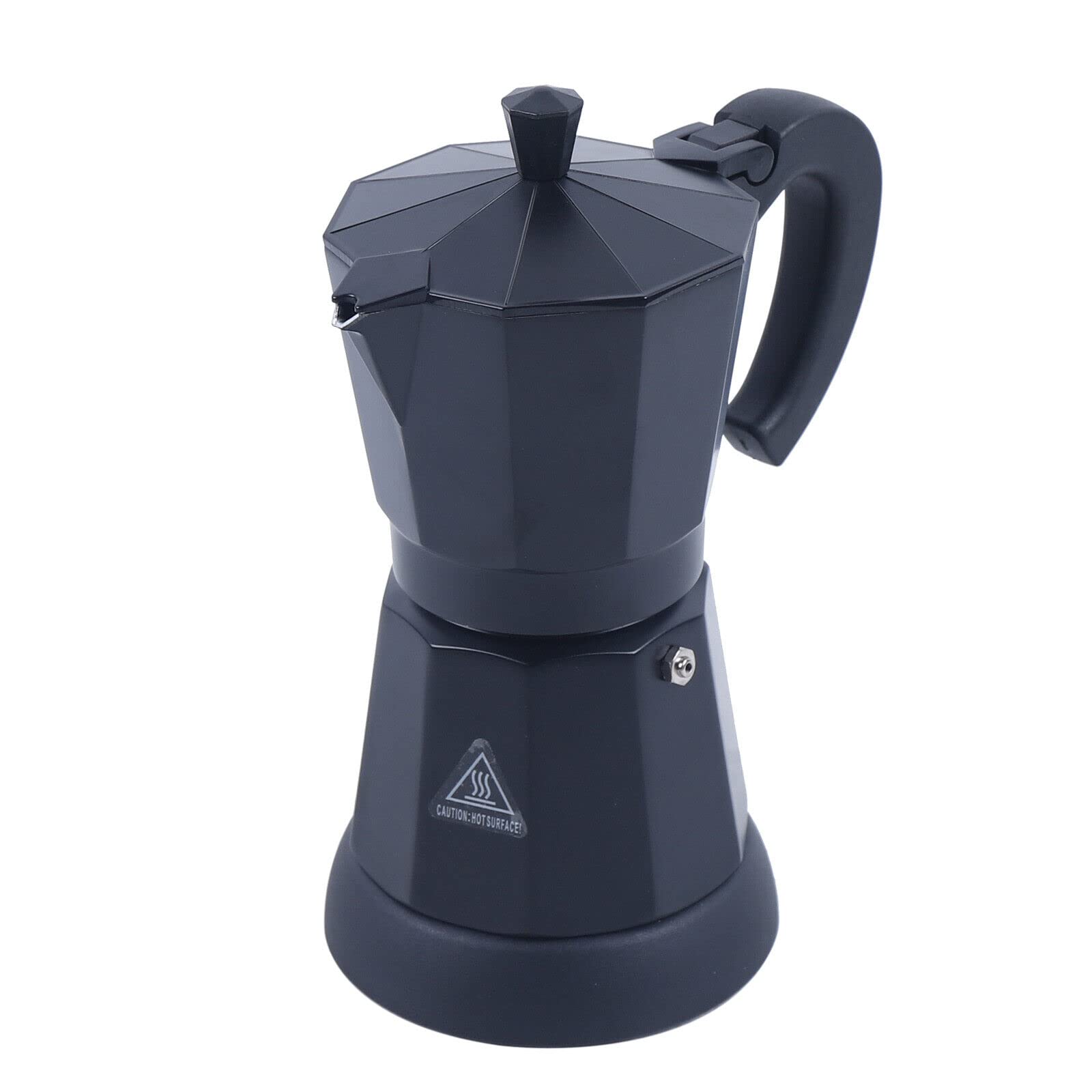 Cafetières Cafetiere Italienne Machine a Cafe Italienne Électrique Grande Préparation d'Espresso Italien Cafetière Expresso Pot Moka, Aluminium, Noir, 6 Tasses (300 Ml)