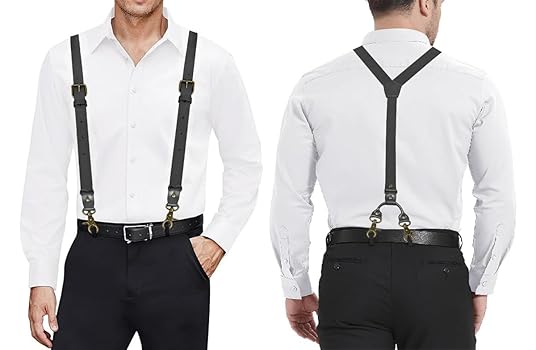 MUNION Leather Mens Suspenders Heavy Duty Y Design