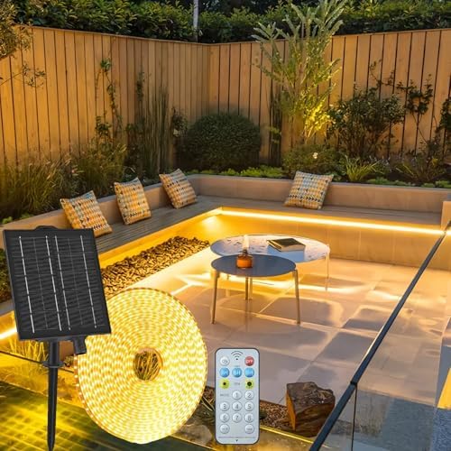 Gaoxun Solar LED Strip Außen, 10m 640 LED Outdoor Streifen IP68 W...