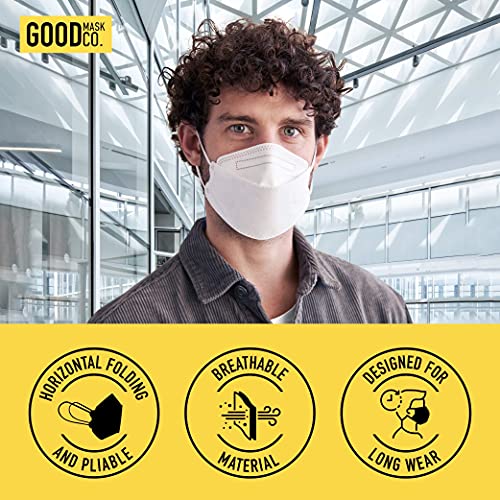 Image of Good Mask Co. Good Comfort KN95 Face Mask, Disposable KN95 Face Mask, Folding, Filter Efficiency =95%, Comfortable Face Masks, Bulk Face Masks (10 Pack of Masks, White)