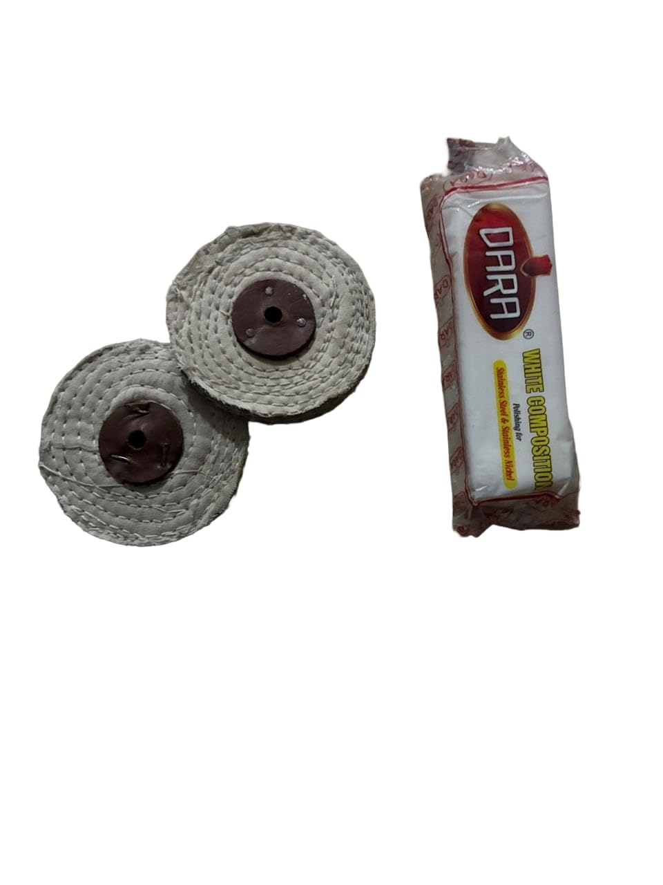 Abrasive 4" SIsal buff for removal of scratches pack of 2 with luster white compound for good finishing-image-37