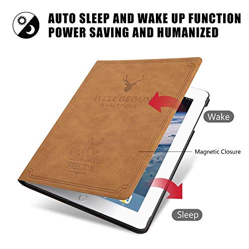 Image of Oaky Deer Pattern Notebook Style case for Apple iPad Pro 11 inch 2020 2nd Gen. with Pencil Holder Folio Auto Wake /Sleep Cover - Coffee