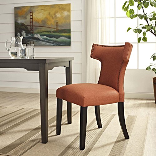 Modway Curve Mid-Century Modern Upholstered Fabric With Nailhead Trim In Orange, One Chair #TOP1