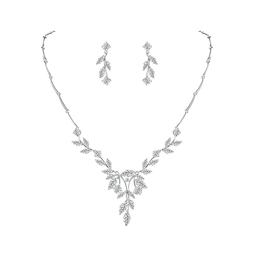 Cubic Zirconia Y-Necklace and Earring Set