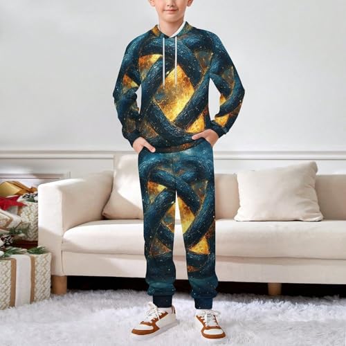 Boy's Girl's Hooded Tracksuit Pullover Sweatshirt Jogging Pants Sweatsuit, Celtic Knot Galaxy Universe3