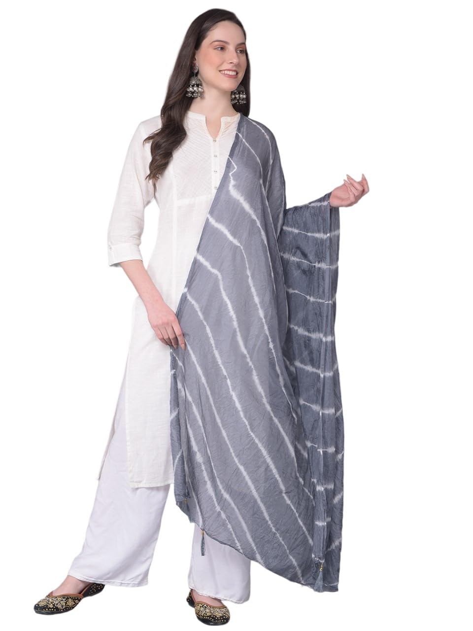 a r silk Women's Grey Leheriya Silk Dupatta With Tassel(ARS01006)-picture-26