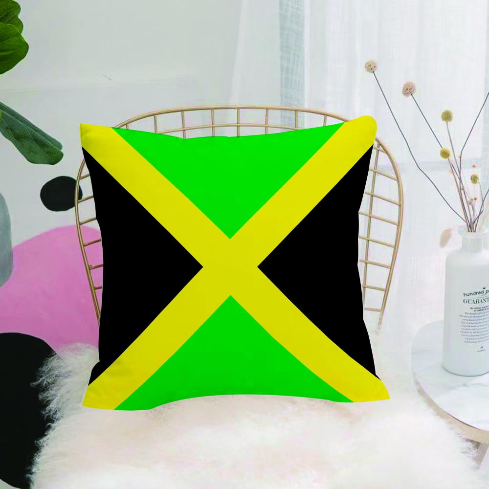 HYMSXW Cushion Cover,Throw Pillow Case Home Decorative for Living Room Bedroom Sofa Chair 20X20 Inch,Jamaica's flag, bold green, black and yellow design, is the eternal symbol of J,Pillowcase 50X50cm