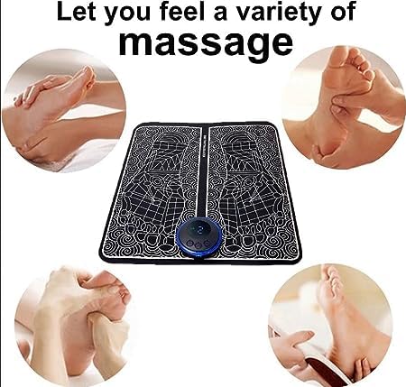 Beykury Foot Massage Pain Relief, Electric EMS Massage Machine Matte, Rechargible Portable Folding Automatic 8 Mode/19 with intensity for feet, hand equipment for body, men and women (1 pack)