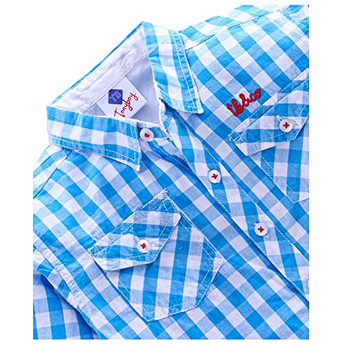 Image of Tonyboy Boy's Checkered Regular Shirt (2491 Sky 18-24 Months)
