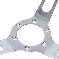 Vista 9 de Volante clásico, volante universal de madera de 15 pulgadas, agarre de nogal con 3 radios remachados de 6 agujeros, modificación universal