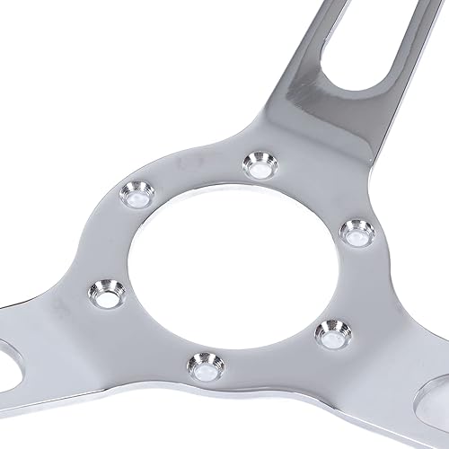 Miniatura 9 de Volante clásico, volante universal de madera de 15 pulgadas, agarre de nogal con 3 radios remachados de 6 agujeros, modificación universal para