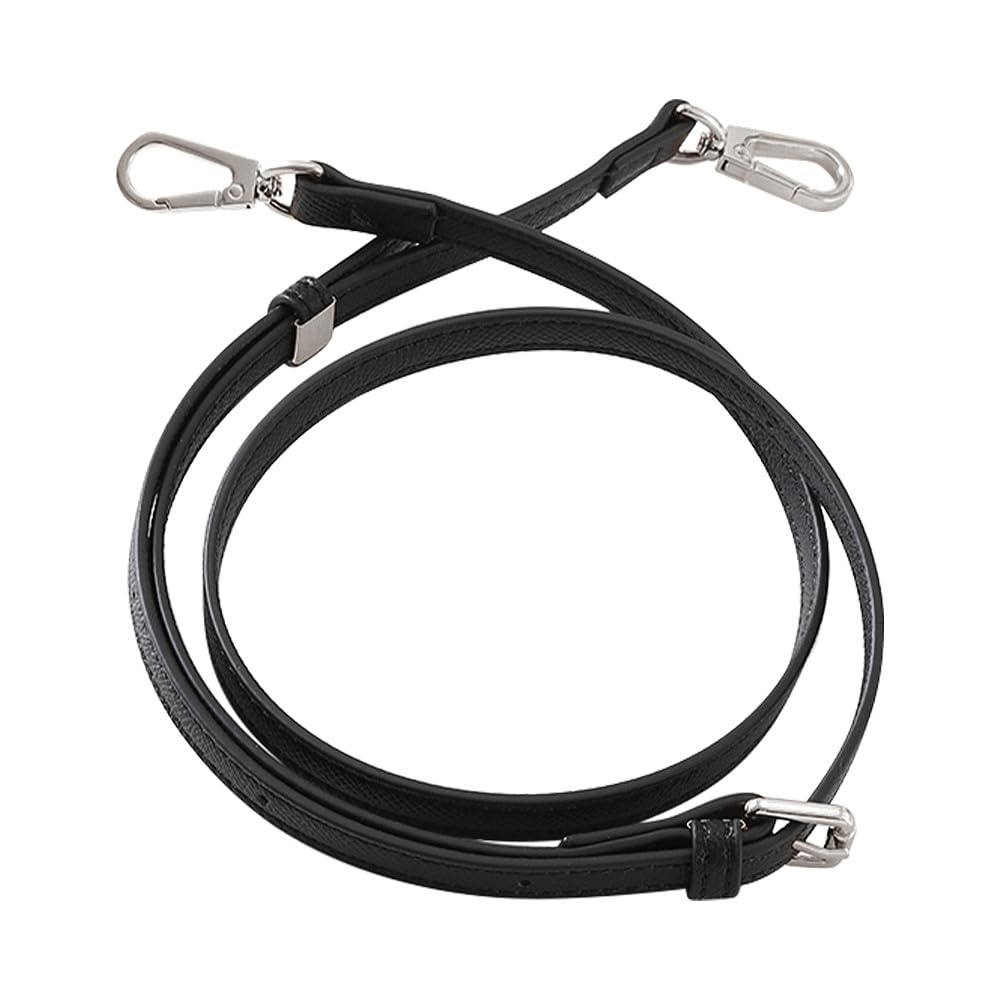 Leather Strap for Purse Replacement Handbags Straps Purse Straps for Handbags Silver Clasp Black