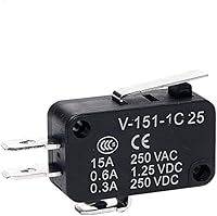 Vista 4 de HEXEH Interruptor de límite Micro Interruptores de viaje de límite de contacto plateado autorreset momentáneo V-15 V-151 V-152 V-153 V-154 V-155