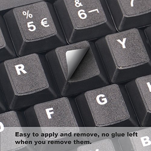 2PCS Pegatinas de Teclado Español Mate Letras Blancas Fondo Negro miniatura 4