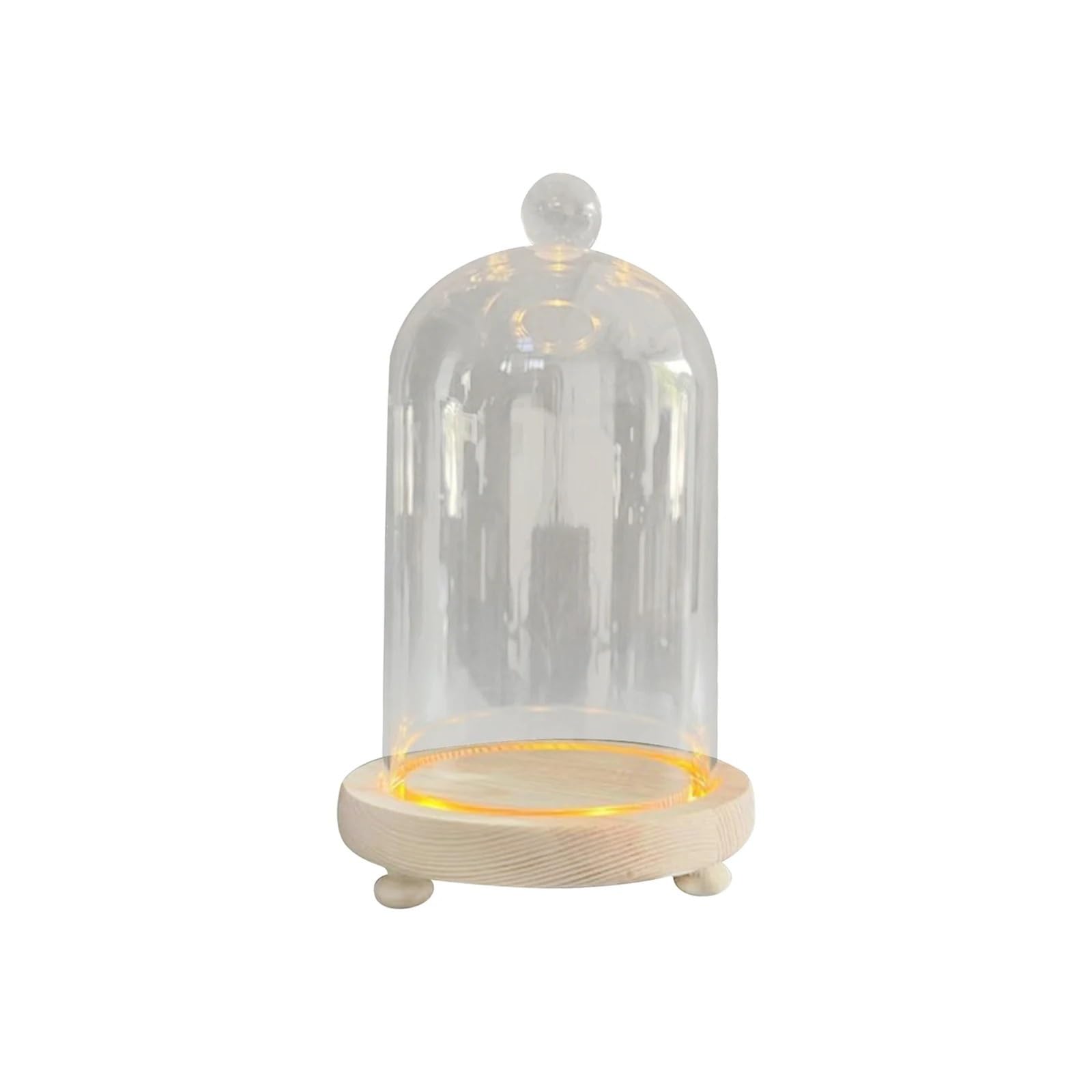 ZFPKXHVMG Glass Dome Cloche Bell Jar, Clear Glass Cloche Dome with Wooden Base Terrarium Showcase