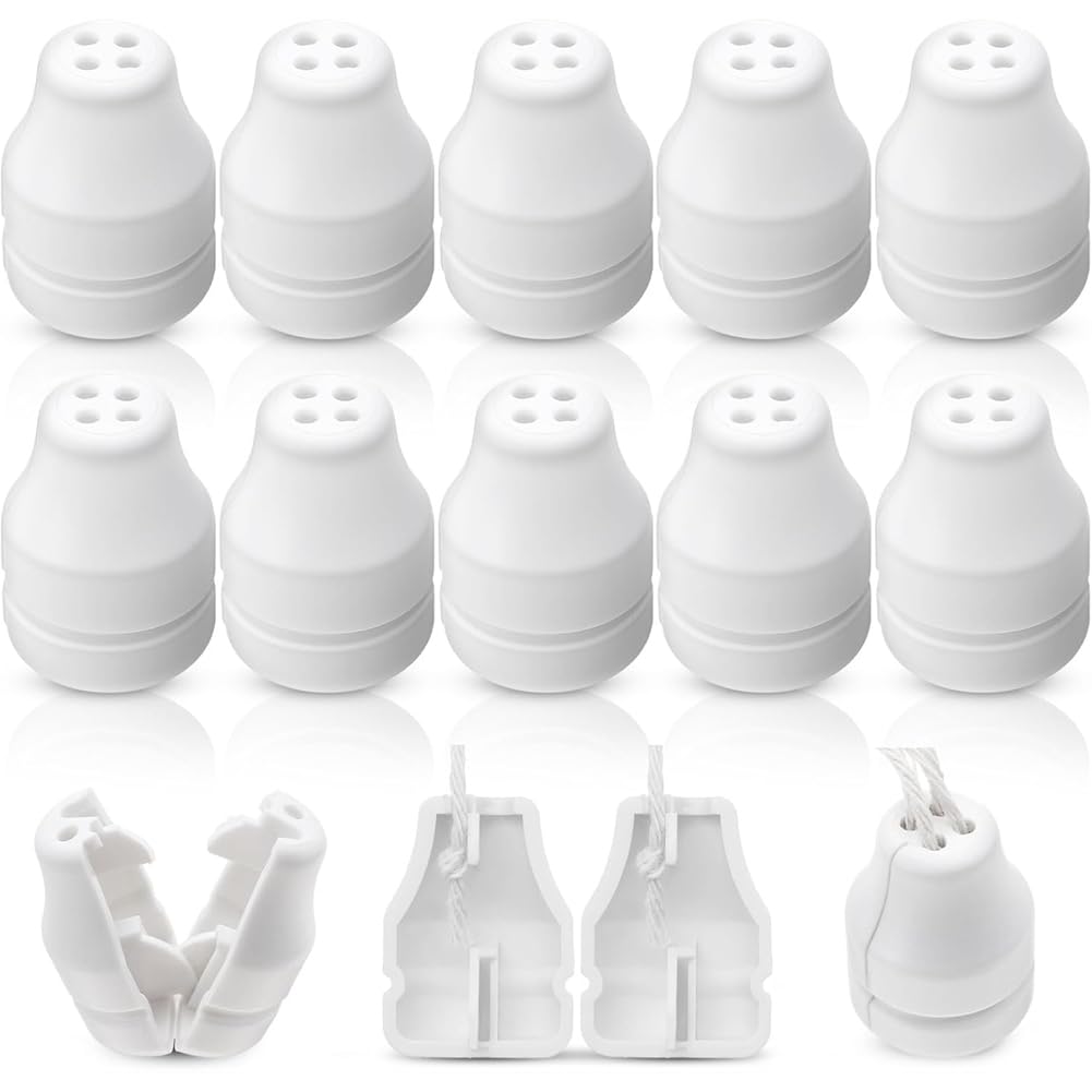 IJSDNVJNDX Anti-Strangulation Blind Pull Cord Knobs(10-Pack), Breakaway Design(Bell Shape, 4-Hole) Plastic Tabs, Fits Most Window Shades Install