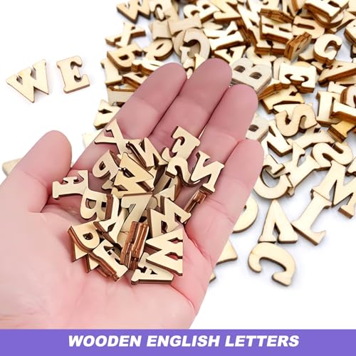 TakFree Holzbuchstaben Klein zum Basteln, 208 Stück Buchstaben Holz Klein 15mm Unbearbeitete Holzbuchstaben A-Z für Hasteln Deko