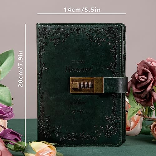 Image of TIEFOSSI B6 Leather Journal Notebook With Combination Lock, Travel Sailor Writing Diary Personal Planner Organizers As Gift For Girls Boys Women, 7.87 X 5.51 In,240 Pages