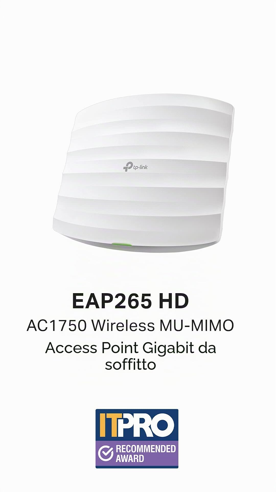 TP-Link AC1750 Wireless Access Point, Wi-Fi Dual Band with MU-MIMO, 2 Gigabit Ethernet Ports Support 802.3af/at/48V Passive PoE, Advanced Performance in High-Density Environments (EAP265 HD)
