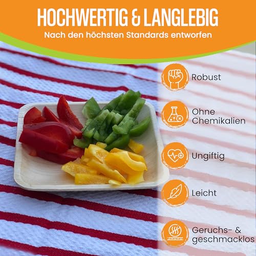 Raj Palmblatt Teller [100er-Pack] - 15 cm Quadratische | Umweltfreundliche – Ansicht 5