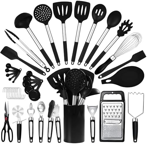 40PCs Silicone Cooking Utensils Set 446℉ Heat Resistance, RFAQK B...