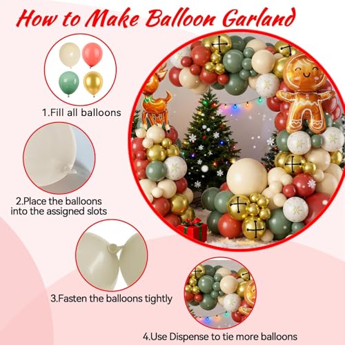 Kit arche de ballons de Noël vert sauge, rose et orange rétro - 3