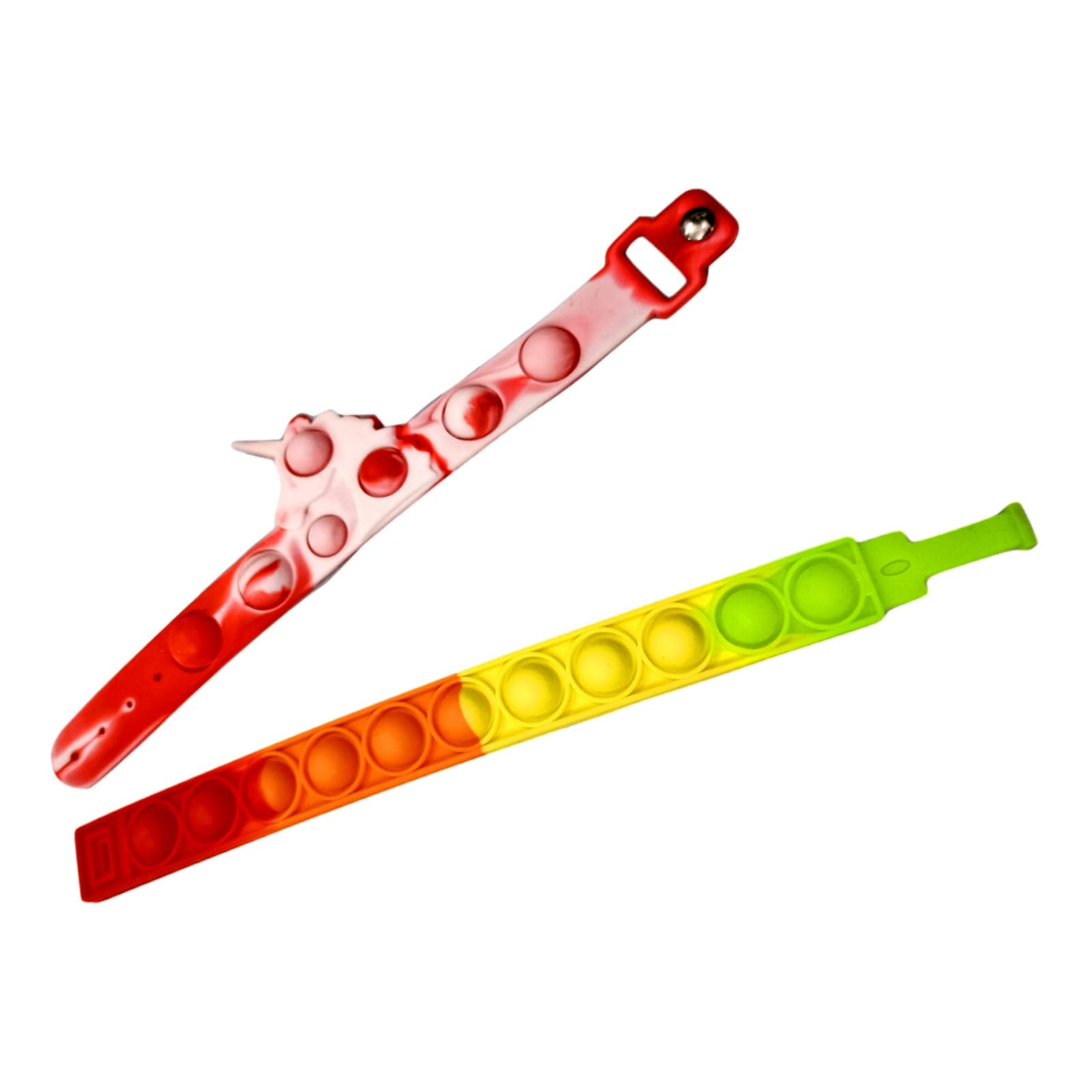 Lalji Creations Gamins Gadgets® Cute Red and Multicolor Combo of 2 Band| Pop-it Band for Boys and Girls |Kids Push Up Bubble Band and Unicorn Band for Kids pack of 2 Pop-It Band