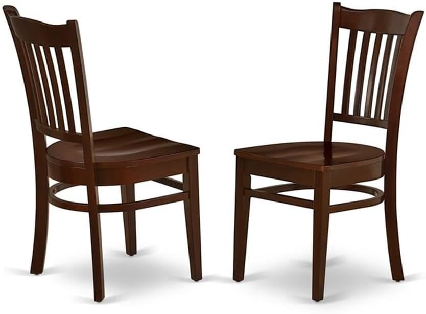 East West Furniture DLGR3-MAH-W 3 Piece Dining Room Table Set Contains a Round Kitchen Table with Dropleaf and 2 Dining Chairs, 42x42 Inch, Mahogany