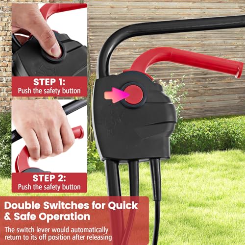 S AFSTAR Electric Lawn Mower, 10-AMP 13-Inch Corded Walk-Behind Lawnmower with Collection Box, 3 Adjustable Height Position, Self Locking Function, Push Lawn Mower for Backyard