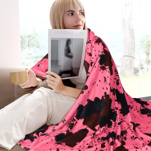 Image of Queen Size Blankets for Bed, Hot Pink Queen Fleece Throw Blanket for Women, Oversized Large Soft Fuzzy Plush Bedding for Bedroom All Seasons 90x90 Inches