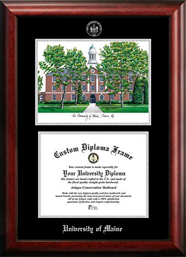 Campus Images NCAA Maine Black Bears Unisex Silver Medallion Frame University of Maine 11w x 8.5h Silver Embossed Diploma Frame Lithograph, Brown, One Size