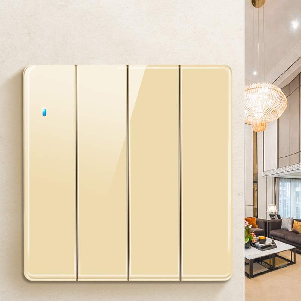 Interruptor de luz,Interruptor de luz táctil, 86 Interruptor de luz interior del restaurante del hotel Interruptor basculante integrado oculto Interruptor de llave de PC 10A con luz indicadora LED (Co