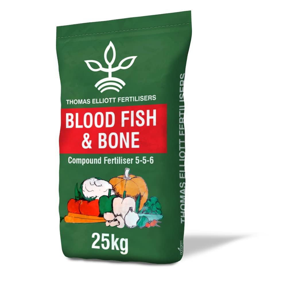 Blood Fish & Bone Fertiliser 25kg | 5-5-6 All Purpose Organic Based Garden Feed | For Flowers, Vegetables, Fruit, Trees, Shrubs & Lawns | Slow Release Soil Conditioner